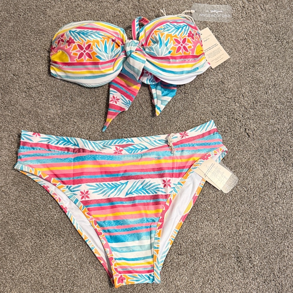 Kenny Flowers Colorful Striped Bikini Set